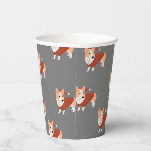 Cute Kerstmis Corgi Pattern Papieren Bekers (Rechts)