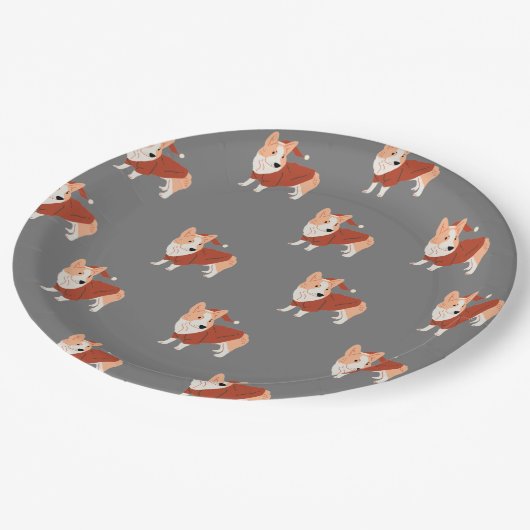 Cute Kerstmis Corgi Pattern Papieren Bordje (Gekanteld)