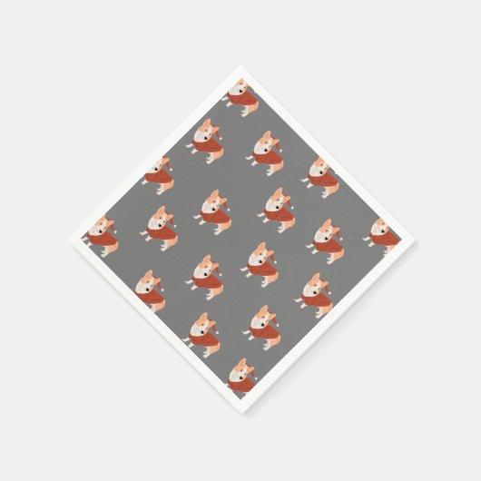 Cute Kerstmis Corgi Pattern Servet (Hoek)