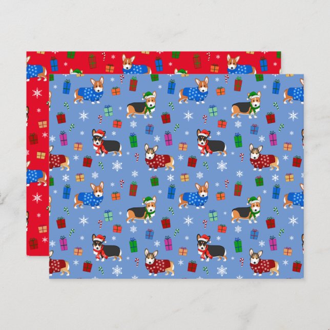 Cute Kerstmis Corgis in Petten en Sweaters (Voorkant / Achterkant)