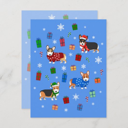 Cute Kerstmis Corgis in Petten en Sweaters Kaart (Voorkant / Achterkant)