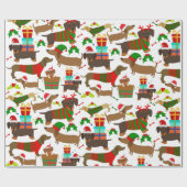 Cute Kerstmis Dachshund Cadeaupapier (Vlak)
