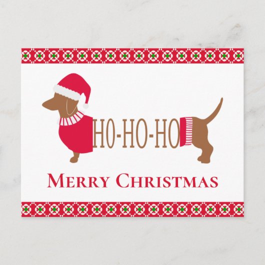 Cute Kerstmis Dachshund Dog Briefkaart (Voorkant)