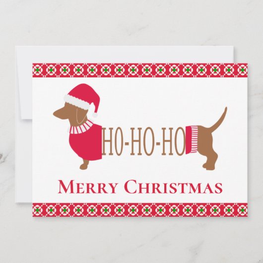 Cute Kerstmis Dachshund Dog Feestdagenkaart (Voorkant)