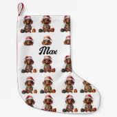 Cute Kerstmis Dachshund Dog Kleine Kerstsok (Voorkant)
