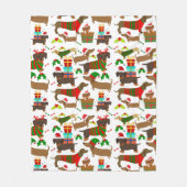 Cute Kerstmis Dachshund Fleece Deken (Voorkant)