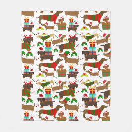 Cute Kerstmis Dachshund Fleece Deken