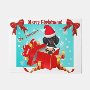 Cute Kerstmis Dachshund Snow Flake Doormat Deurmat