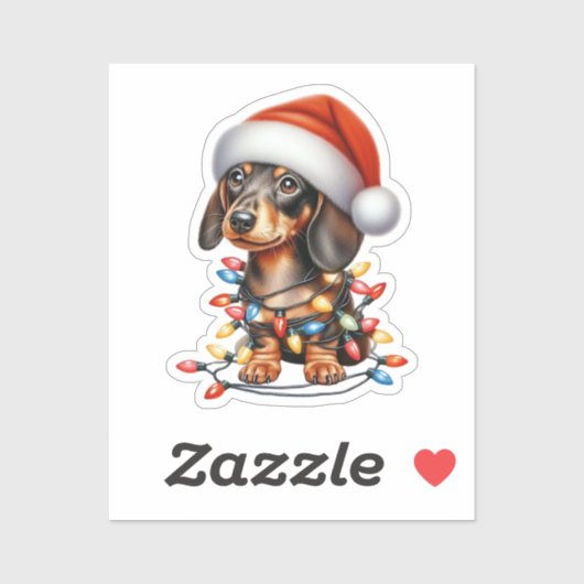 Cute Kerstmis Dachshund Sticker (Vel)