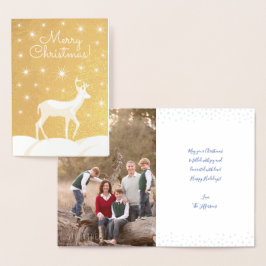 Cute Kerstmis Deer Night Starry Sky Foto Folie Kaarten