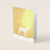 Cute Kerstmis Deer Night Starry Sky Foto Folie Kaarten (Voorkant)