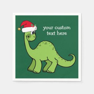 Cute Kerstmis Dinosaur Santa Custom Green Party Servet