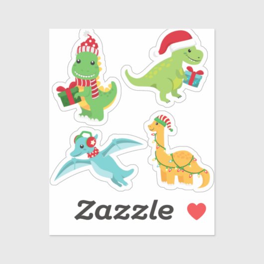 Cute Kerstmis Dinosaur sticker set (Vel)