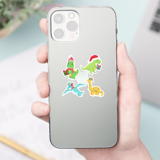 Cute Kerstmis Dinosaur sticker set (Telefoon)