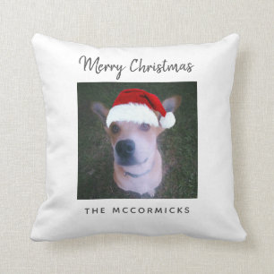 Cute Kerstmis Dog Foto Familie Gepersonaliseerde N Kussen