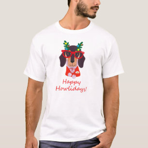 Cute Kerstmis Dog Howlidays Doxie Dachshund Funny T-shirt