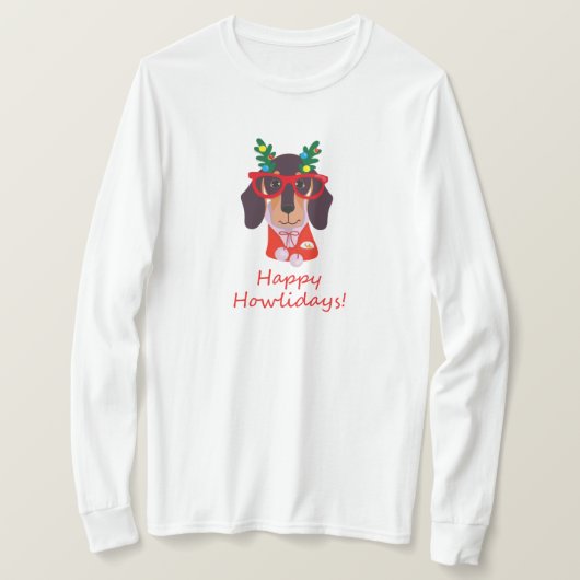 Cute Kerstmis Dog Howlidays Doxie Funny Dachshund T-shirt (Design voorkant)