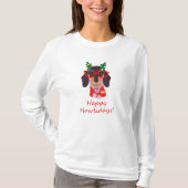 Cute Kerstmis Dog Howlidays Doxie Funny Dachshund T-shirt (Voorkant)