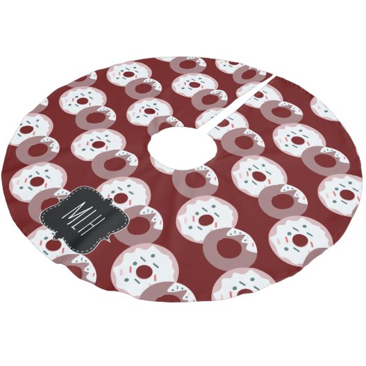 Cute Kerstmis Donut Sprinkles Family Initiaal Kerstboom Rok (Gekanteld)