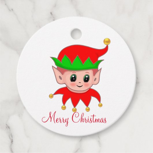 Cute Kerstmis Elf Bedankjes Labels (Voorkant)