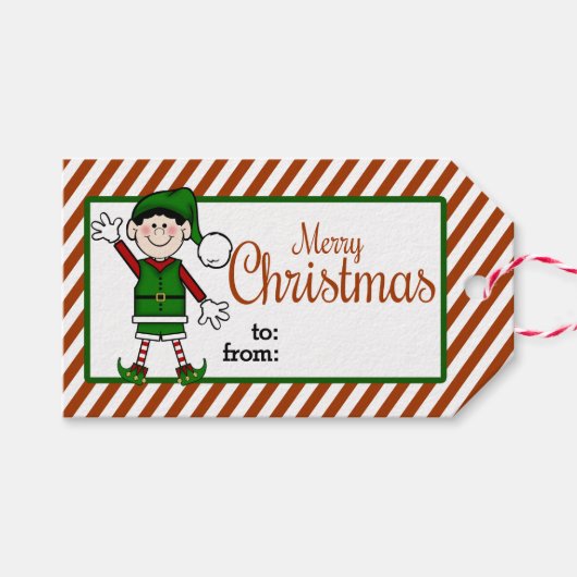 Cute Kerstmis Elf Cadeaulabel (Voorkant (Horizontaal))