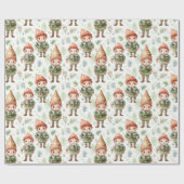 Cute Kerstmis Elf Cadeaupapier (Vlak)