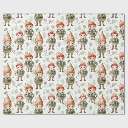 Cute Kerstmis Elf Cadeaupapier (Vlak)