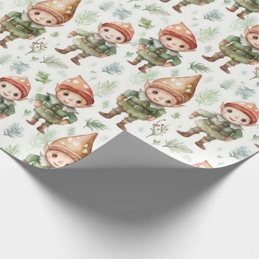 Cute Kerstmis Elf Cadeaupapier (Hoek)