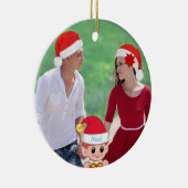 Cute Kerstmis, Elf en Aangepaste foto Keramisch Ornament (Rechts)