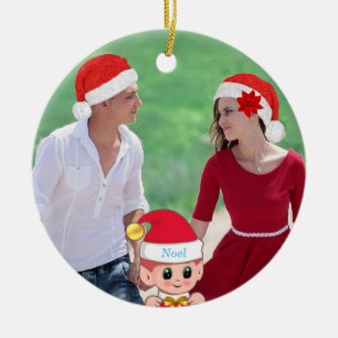 Cute Kerstmis, Elf en Aangepaste foto Keramisch Ornament