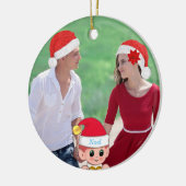 Cute Kerstmis, Elf en Aangepaste foto Keramisch Ornament (Links)