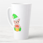 Cute Kerstmis Elf en Editable Genius Text Latte Mok (Linkerhoek)
