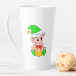 Cute Kerstmis Elf en Editable Genius Text Latte Mok