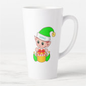 Cute Kerstmis Elf en Editable Genius Text Latte Mok (Rechts)