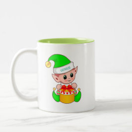 Cute Kerstmis Elf en Editable Genius Text Tweekleurige Koffiemok