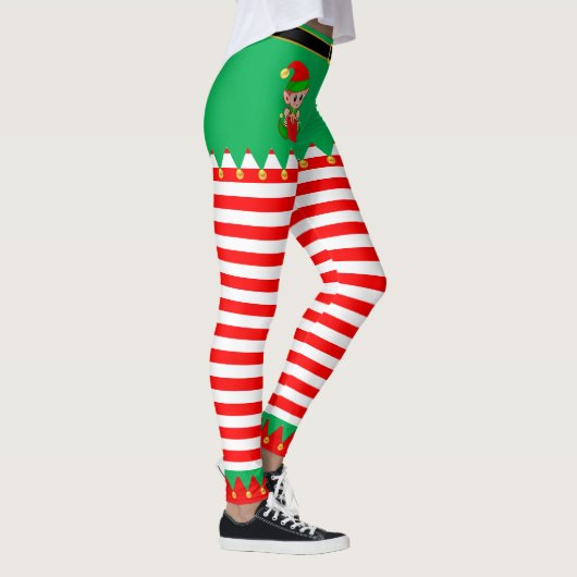 Cute Kerstmis Elf en Gold Jingle Bells Leggings (Rechts)