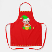 Cute Kerstmis Elf en Golden Confetti op Red Schort (Voorkant)