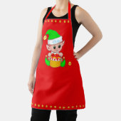 Cute Kerstmis Elf en Golden Confetti op Red Schort (Insitu)