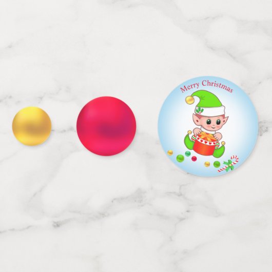 Cute Kerstmis Elf en Golden Green Red Confetti (Achterkanten)