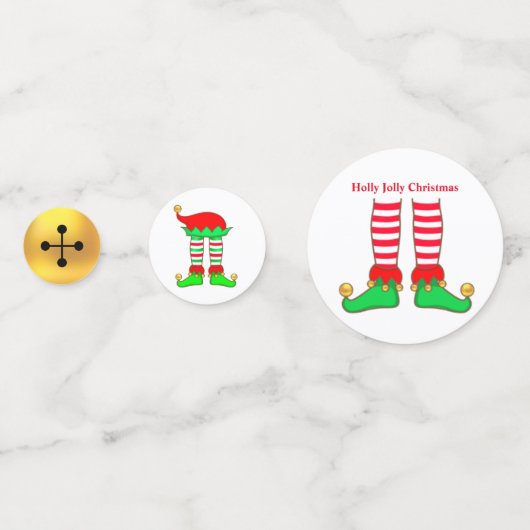 Cute Kerstmis Elf en Golden Jingle Bells Confetti (Voorkanten)