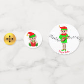 Cute Kerstmis Elf en Golden Jingle Bells Confetti (Achterkanten)