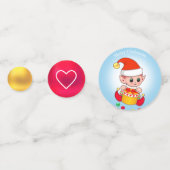 Cute Kerstmis Elf en Golden Jingle Bells Confetti (Achterkanten)