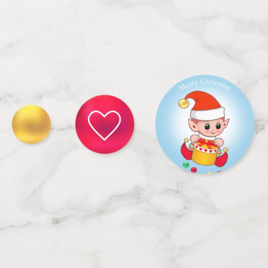Cute Kerstmis Elf en Golden Jingle Bells Confetti (Achterkanten)