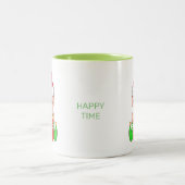 Cute Kerstmis Elf en Happy Time Calligraphy Tweekleurige Koffiemok (Center)
