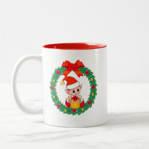 Cute Kerstmis Elf en kerstmis Tweekleurige Koffiemok