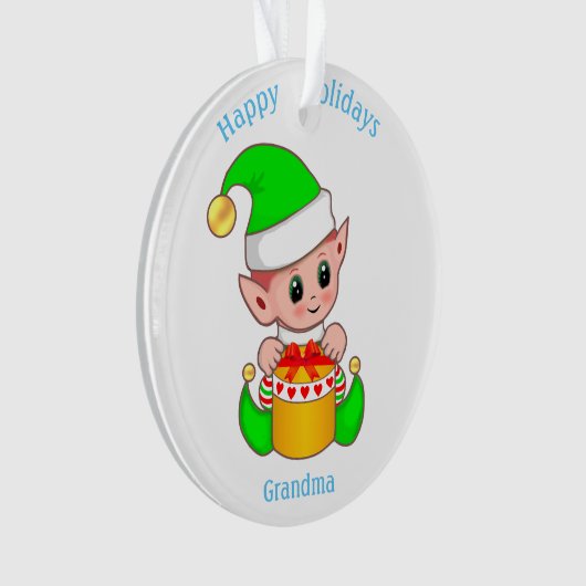 Cute Kerstmis Elf en Prettige feestdagen Grandma Ornament (voorkant)