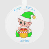 Cute Kerstmis Elf en Prettige feestdagen Grandma Ornament (achterkant)