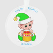 Cute Kerstmis Elf en Prettige feestdagen Grandma Ornament (voorkant)