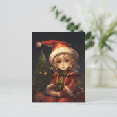 Cute Kerstmis Elf Feestdagenkaart (Staand voorkant)