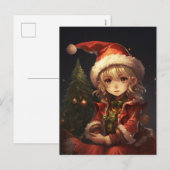 Cute Kerstmis Elf Feestdagenkaart (Voorkant / Achterkant)